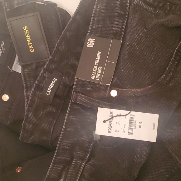 Express Relaxed Straight black Denim, jeans NWT size 16R regular length, New! - Picture 4 of 5